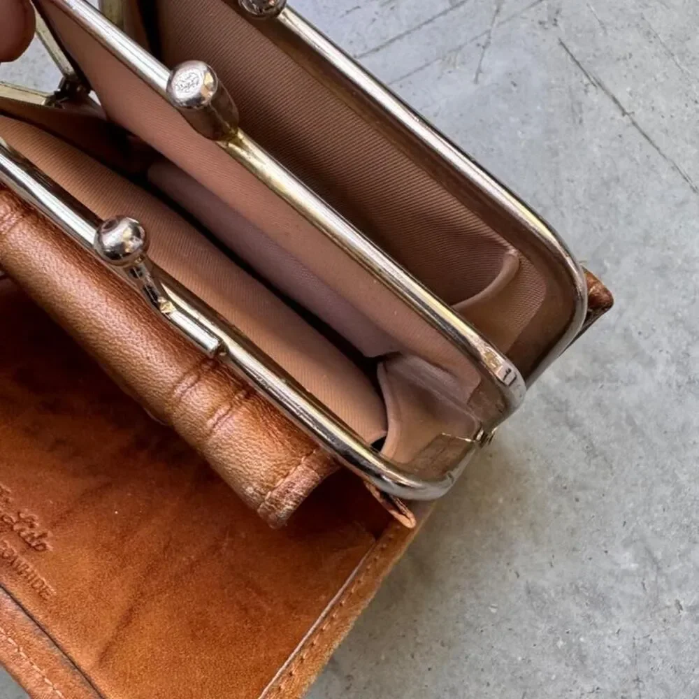 Brown cowhide leather wallet with a vintage vibe